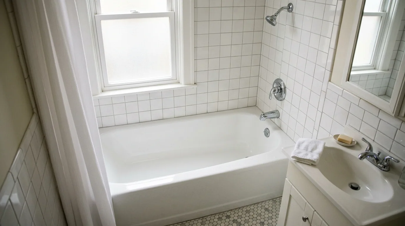 The finished result of professional tub refinishing: the completed work looking clean, correct and — Pueblo, CO