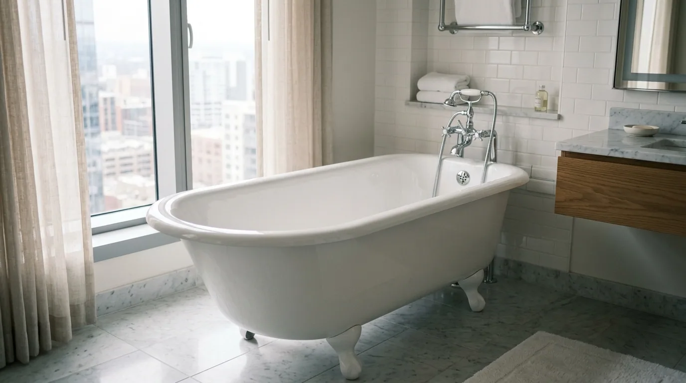 The finished result of professional tub refinishing: the completed work looking clean, correct and — Pueblo, CO